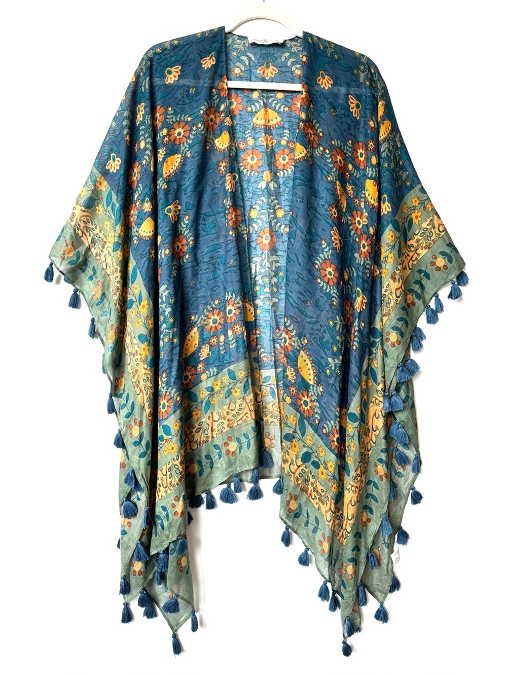 Natural Life boho kimono coverup wrap with tassels